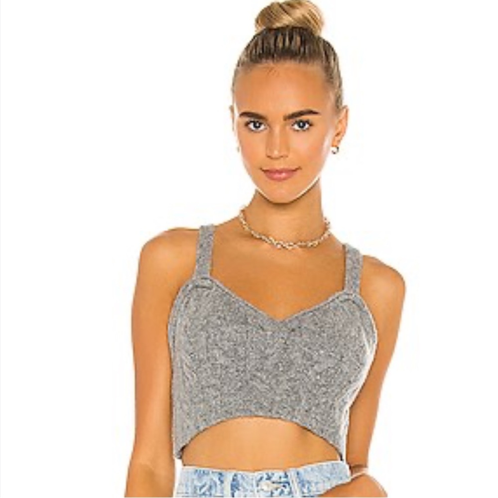 Free People Sunkeeper Gray‎ Cable Knit Crop Tank Size Small